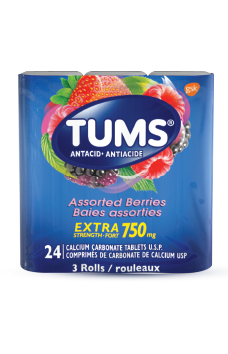 Package of 3 rolls of TUMS Extra Strength Assorted Berries