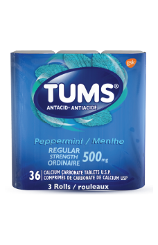 Package of 3 rolls of TUMS Regular Strength Peppermint