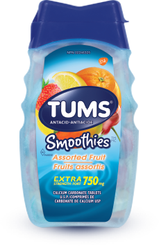 Bottle of TUMS Smoothies Assorted Fruit 60ct