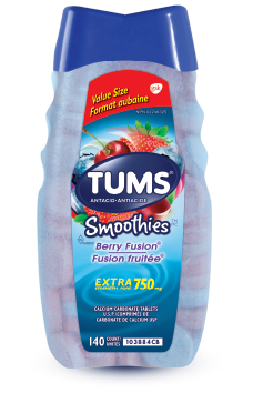Bottle of TUMS Smoothies Berry Fusion 140ct